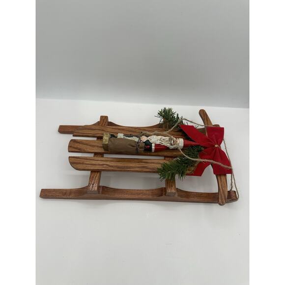 Vintage Merry Christmas Wood Sled Hand Painted 18 X 6.5 Decor Country Cottage - Picture 2 of 6
